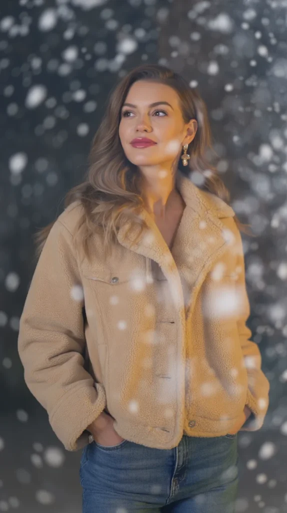 Shearling Jacket with Denim