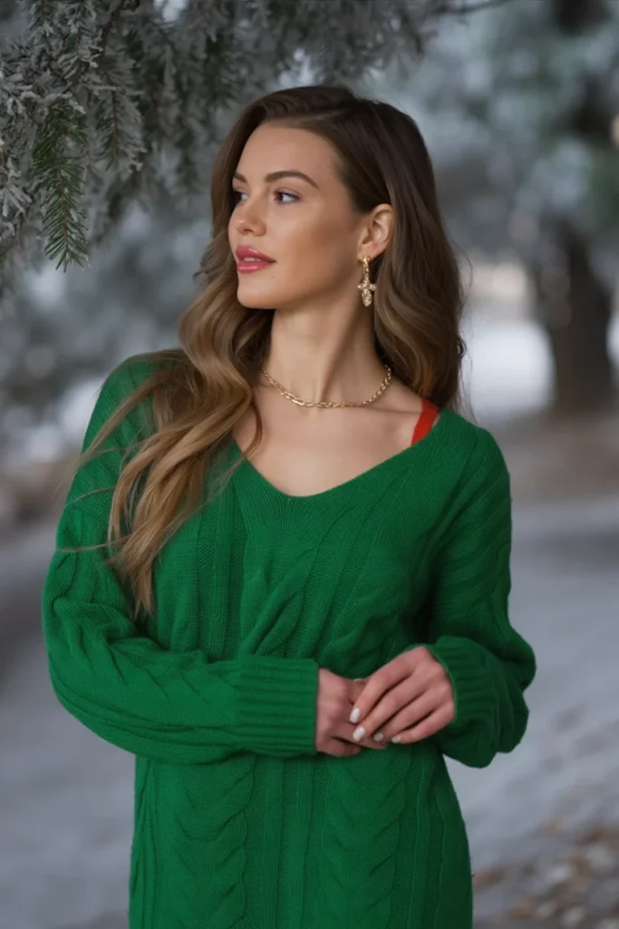 Festive Green Sweater Dress