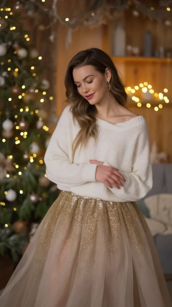 Sparkly Tulle Skirt with Sweater