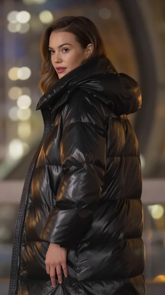 Puffer Coat with Glossy Finish