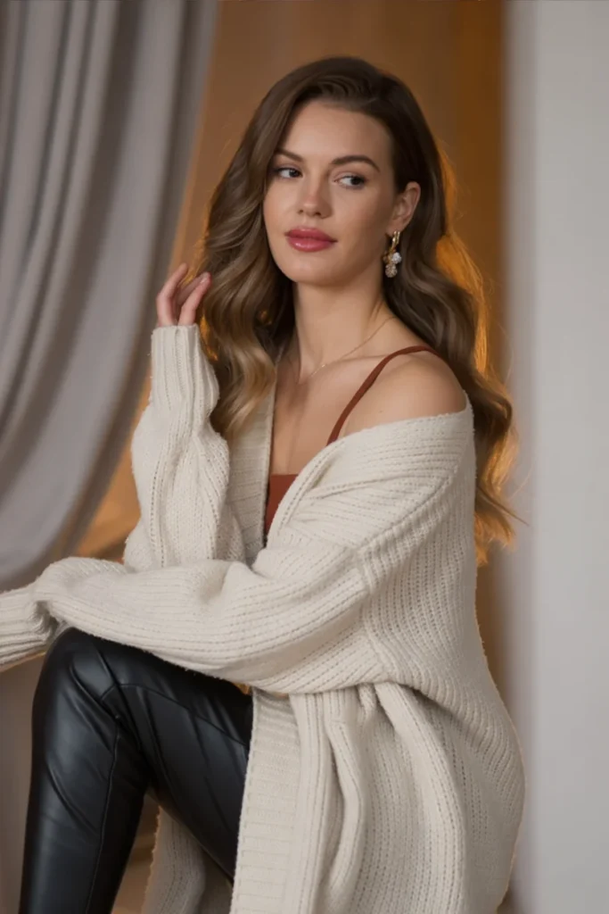 Chunky Knit Cardigan and Leggings