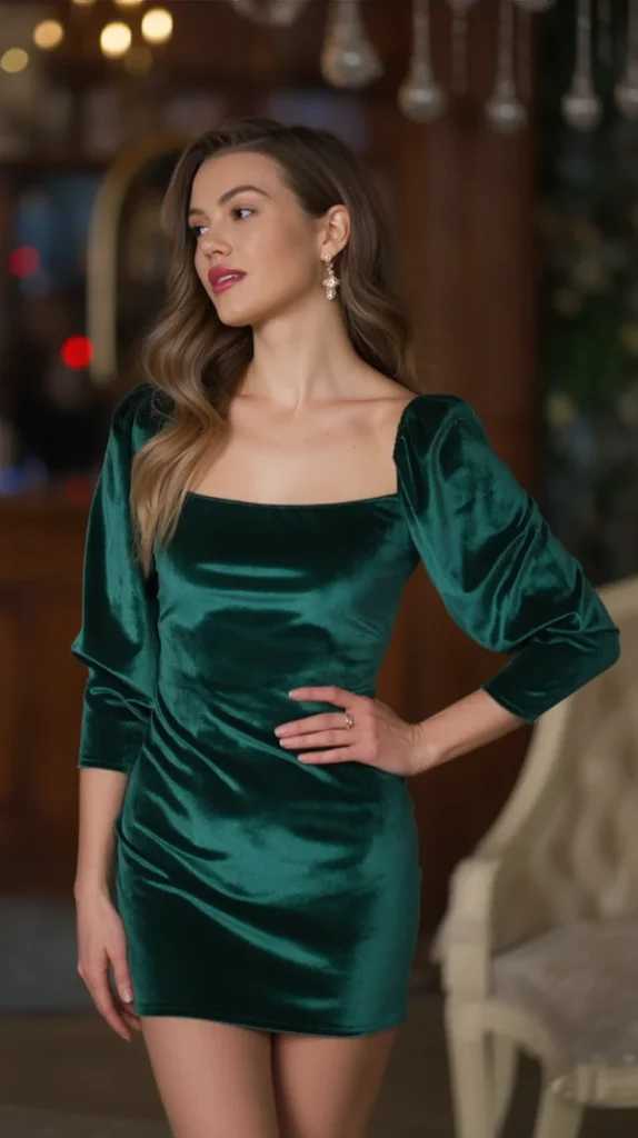 Velvet Mini Dress with Statement Sleeves