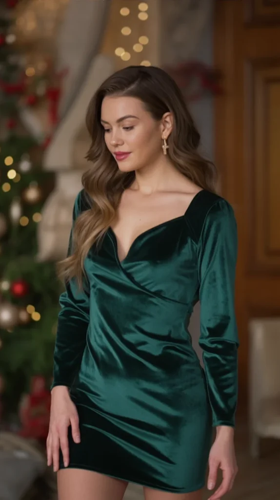 Green Velvet Mini Dress