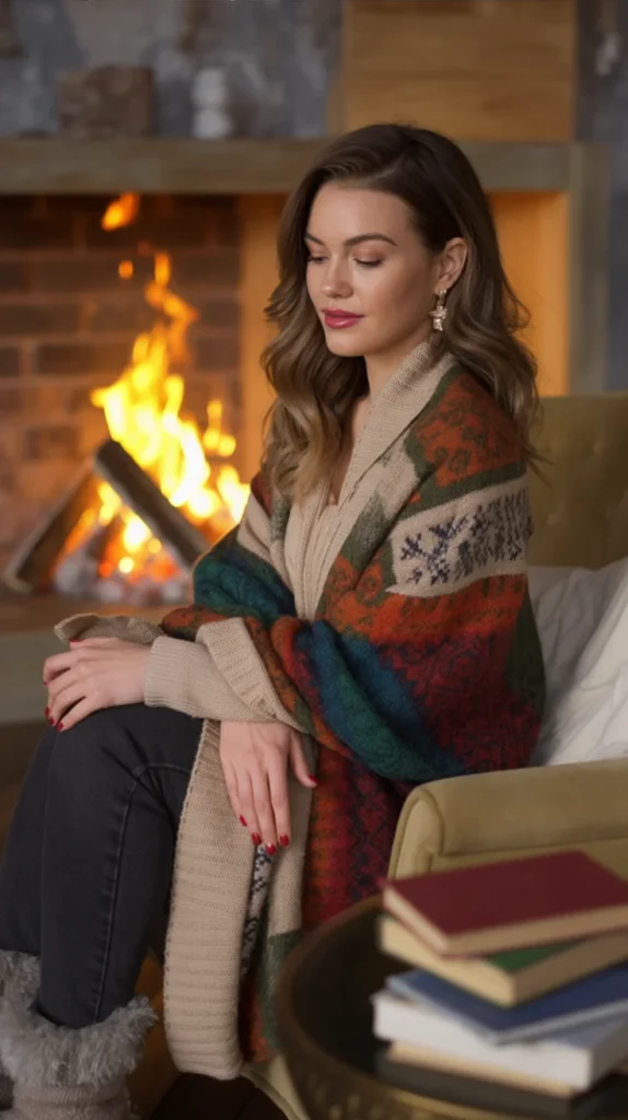 Layered Knit Poncho and Leggings