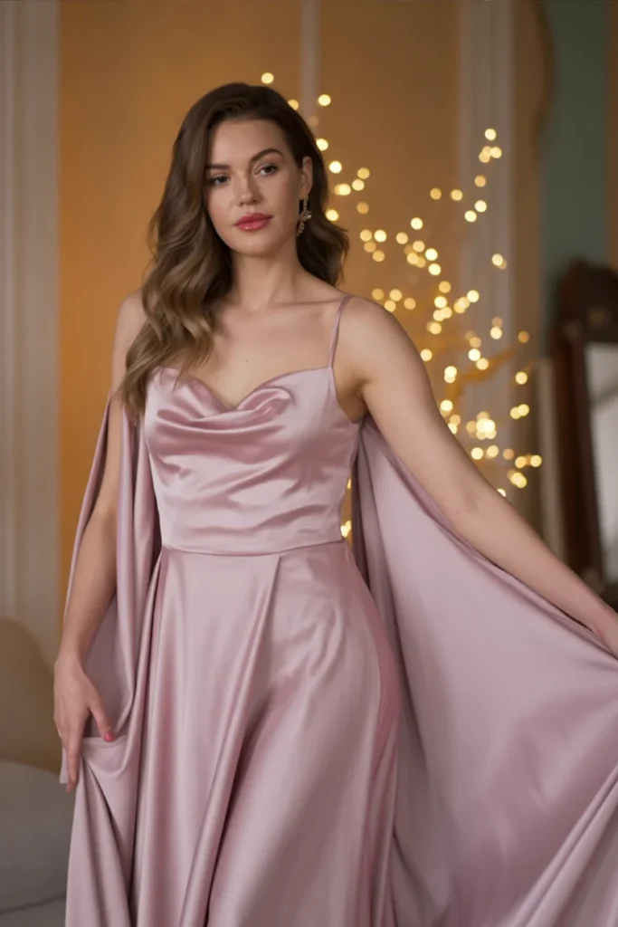 Pastel Pink Satin Dress
