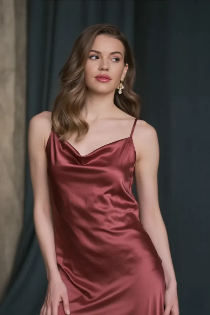 Burgundy Satin Slip Dress