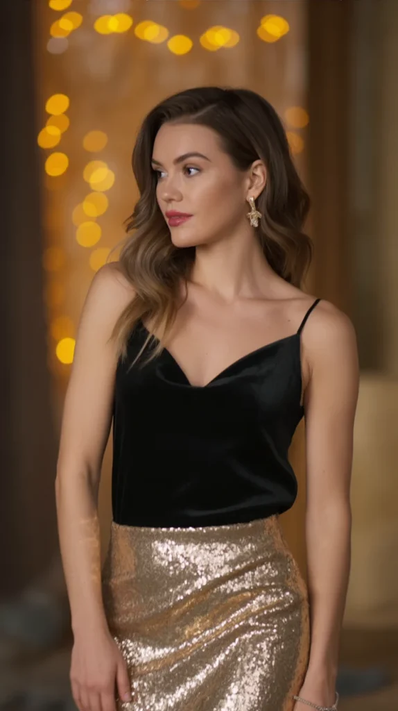 Sequin Skirt and Turtleneck