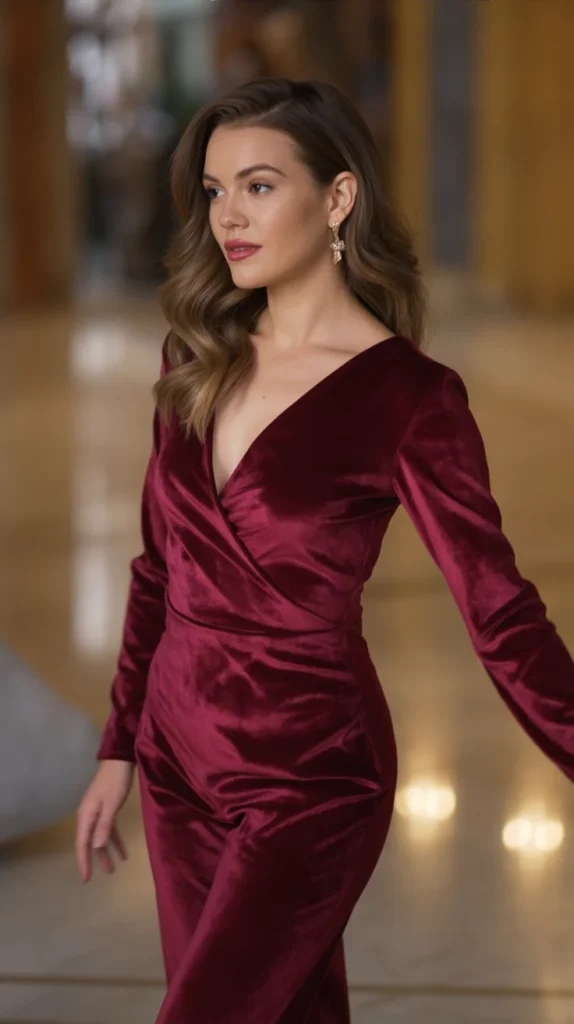 Burgundy Velvet Jumpsuit