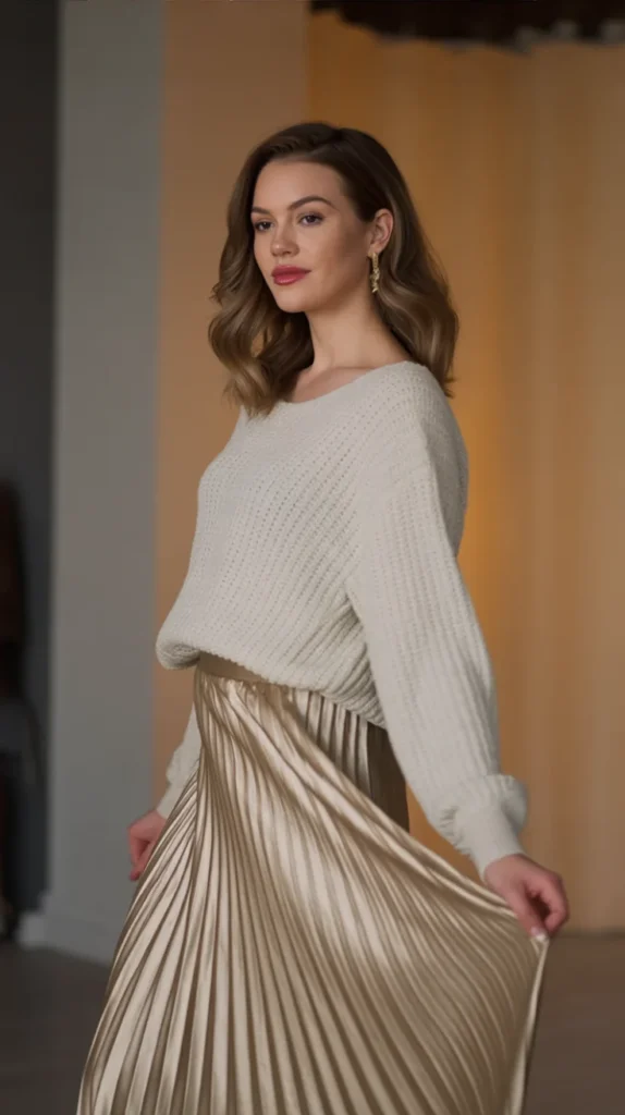 Metallic Pleated Skirt