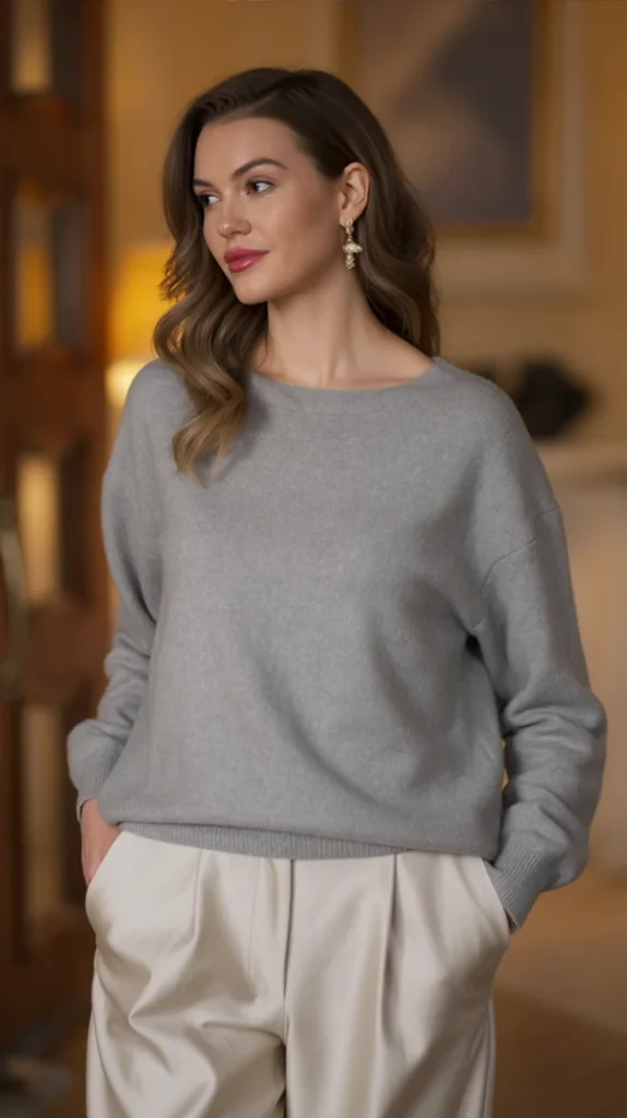 Cashmere Sweater with Satin Pants