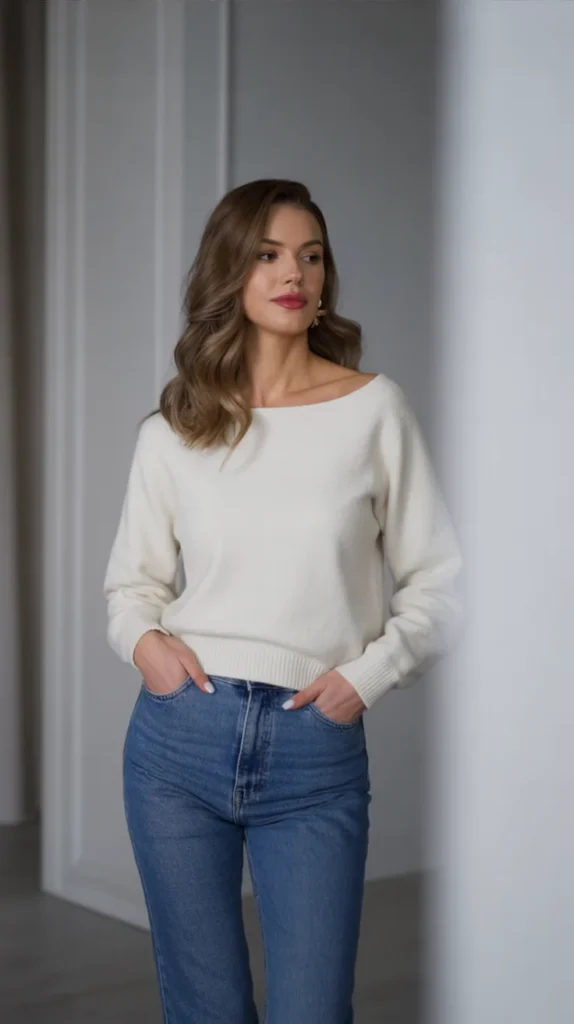 White Sweater and Jeans