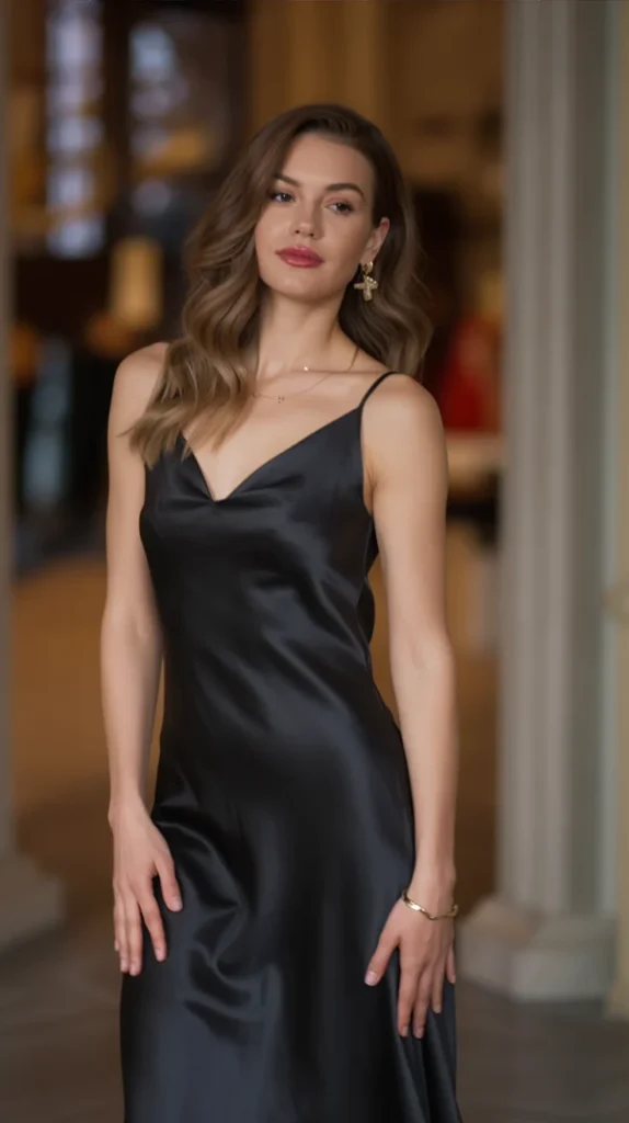 Black Silk Midi Dress