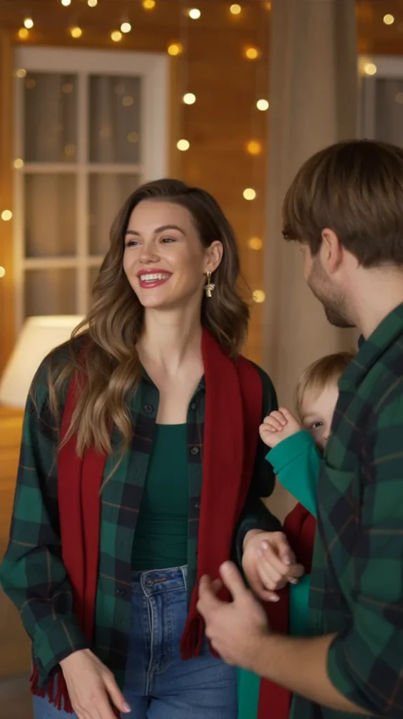 Green Flannel Shirts and Red Scarves