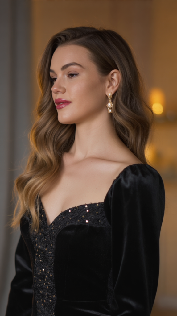 Black Velvet with Glitter Detail