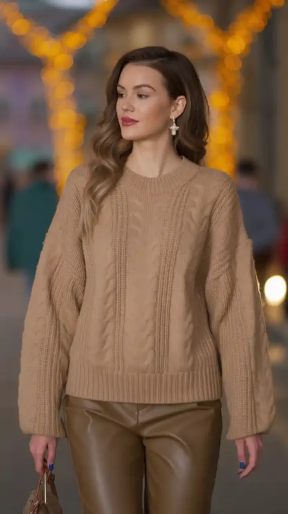 Chunky Knit + Leather Pants