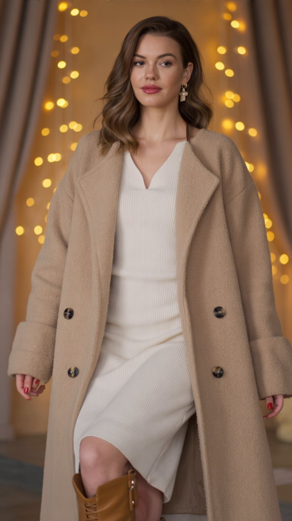 Cream Knit Dress & Knee Boots