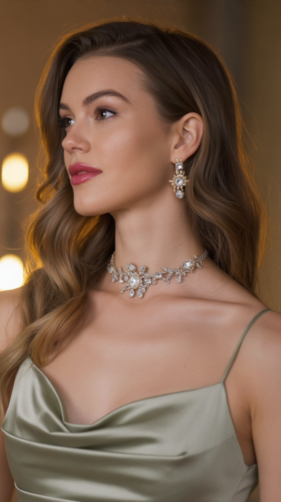 Crystal Choker and Satin Ensemble