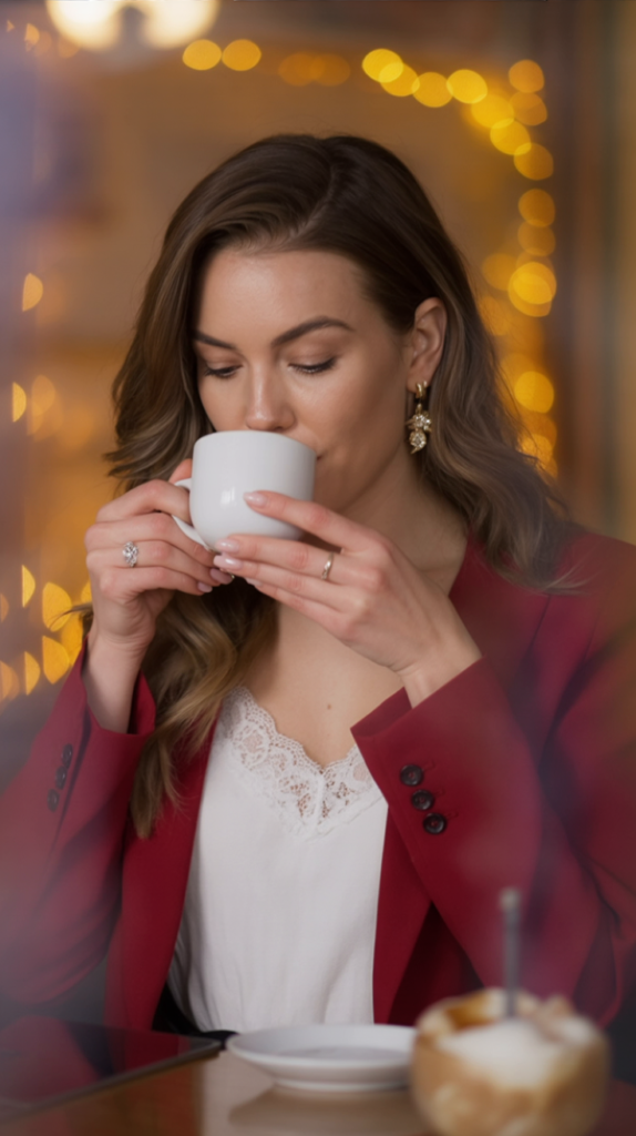 Festive Red Blazer and Lace Cami Combo