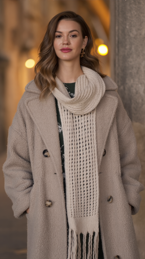 Hand-Knitted Scarf with Recycled Wool Coat