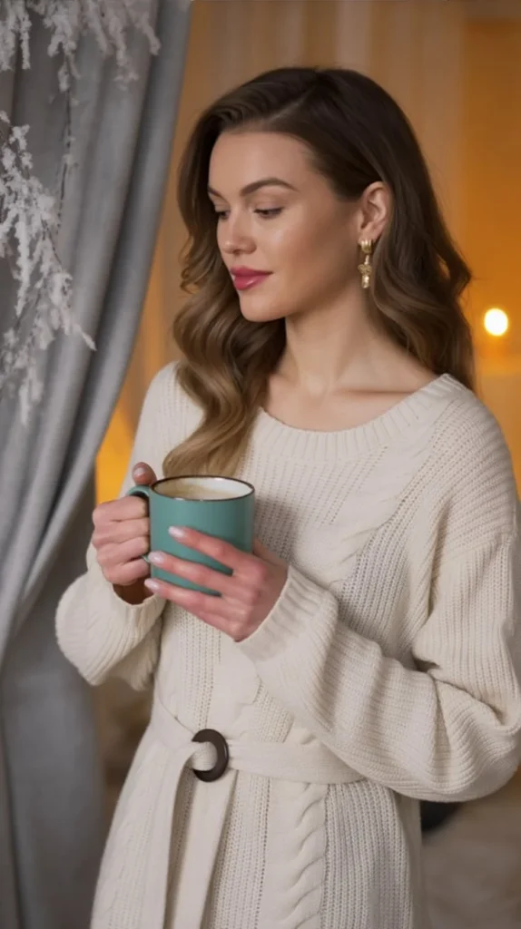 Knit Sweater Dress with Belt