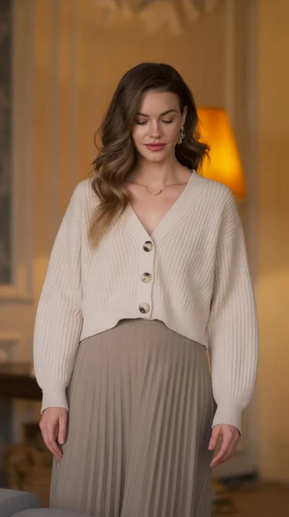 Midi Skirt & Statement Cardigan