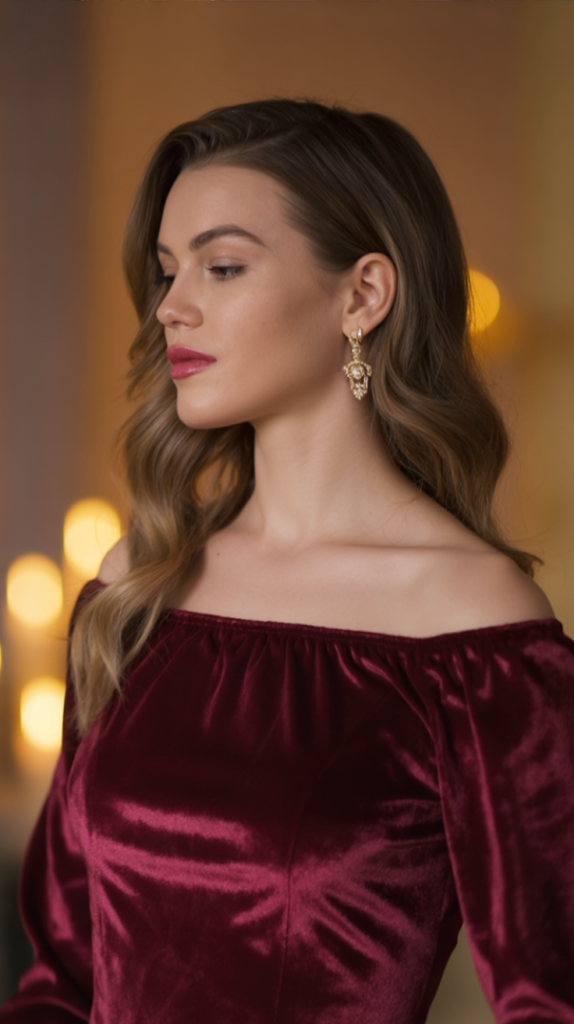 Off-Shoulder Velvet Gown