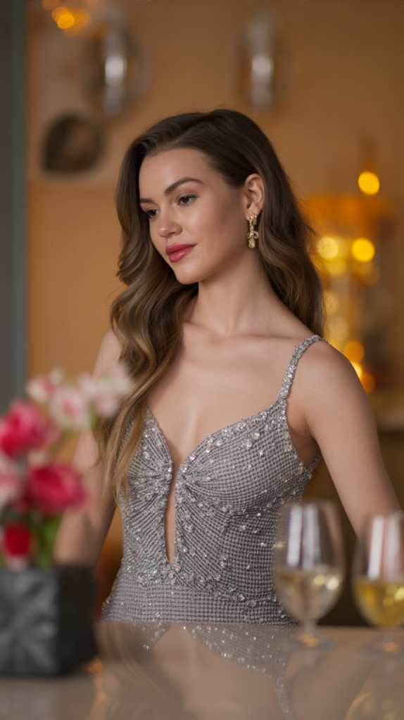 Rhinestone-Studded Blazer Dress