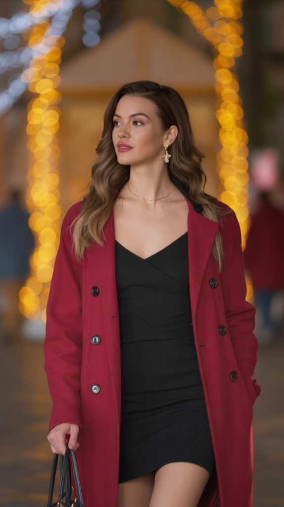 Statement Coat Over Simple Dress