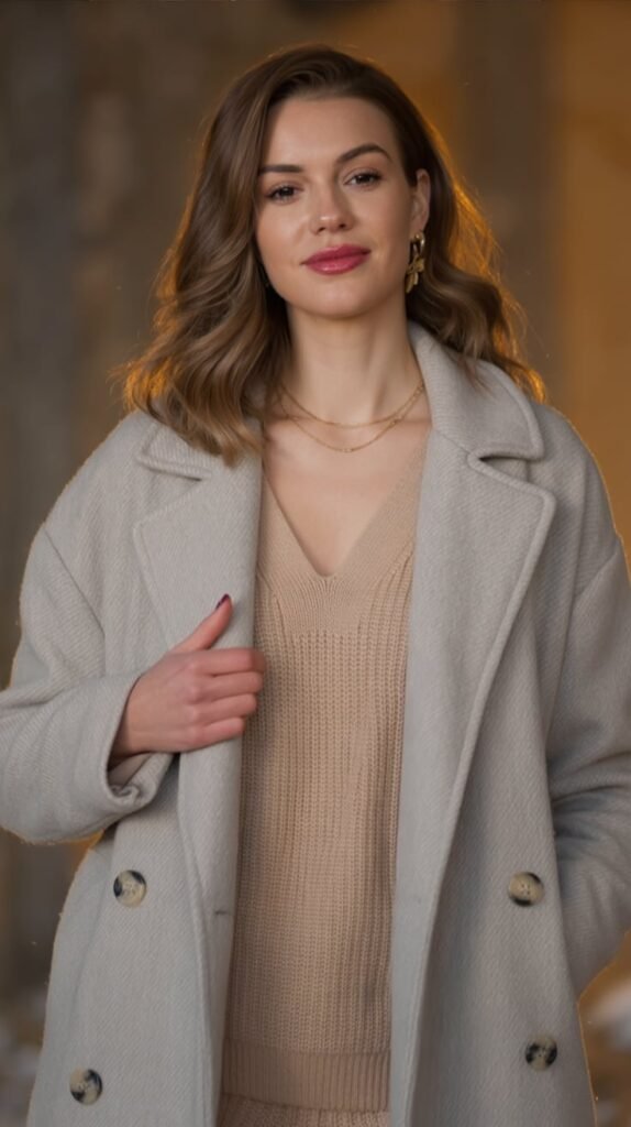 Stone-Colored Midi Coat Look