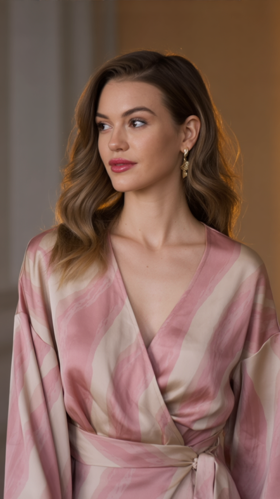 Tencel Wrap Dress with Minimalist Jewelry