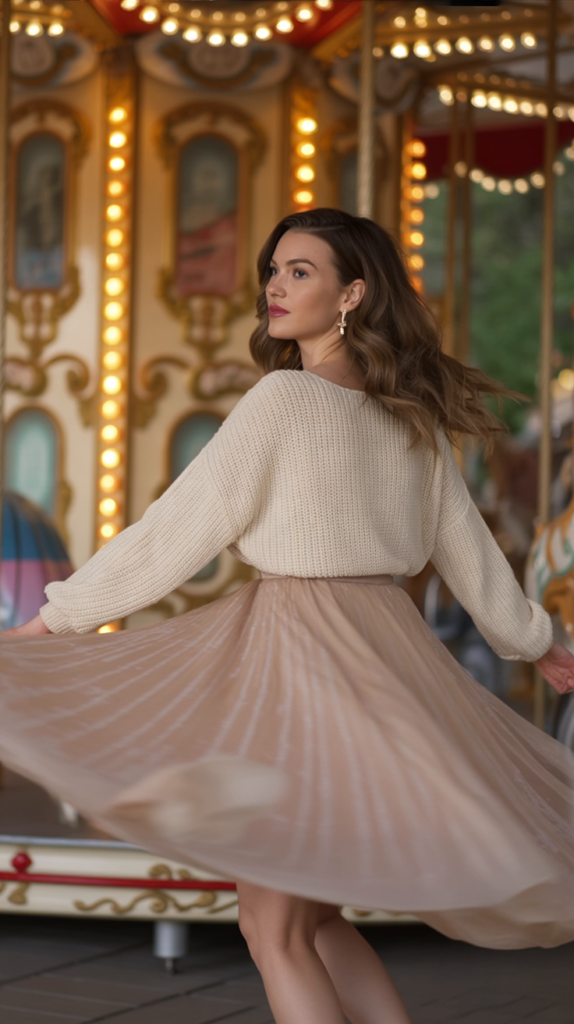 Tulle Skirt with Fitted Sweater