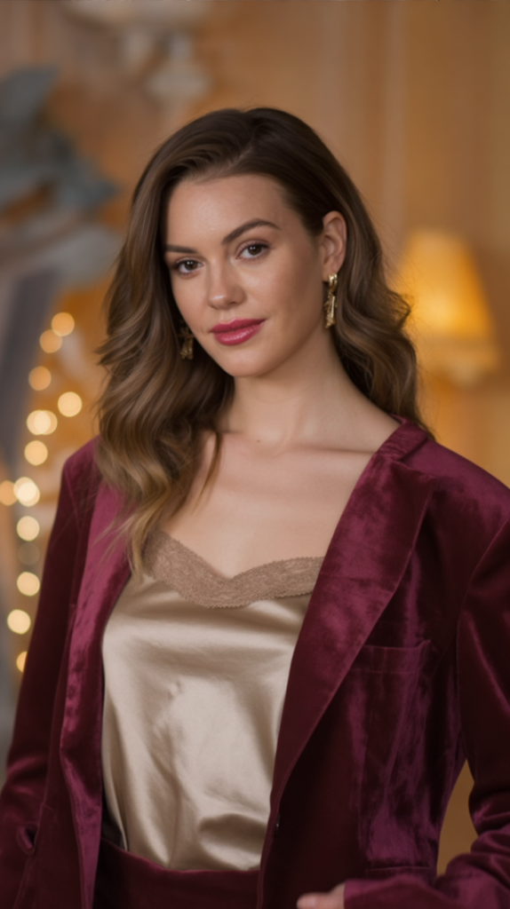 Upcycled Velvet Blazer Over Satin Cami