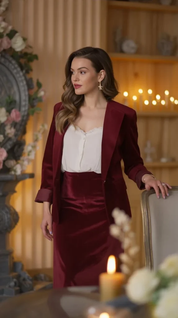 Velvet Midi Skirt and Blazer