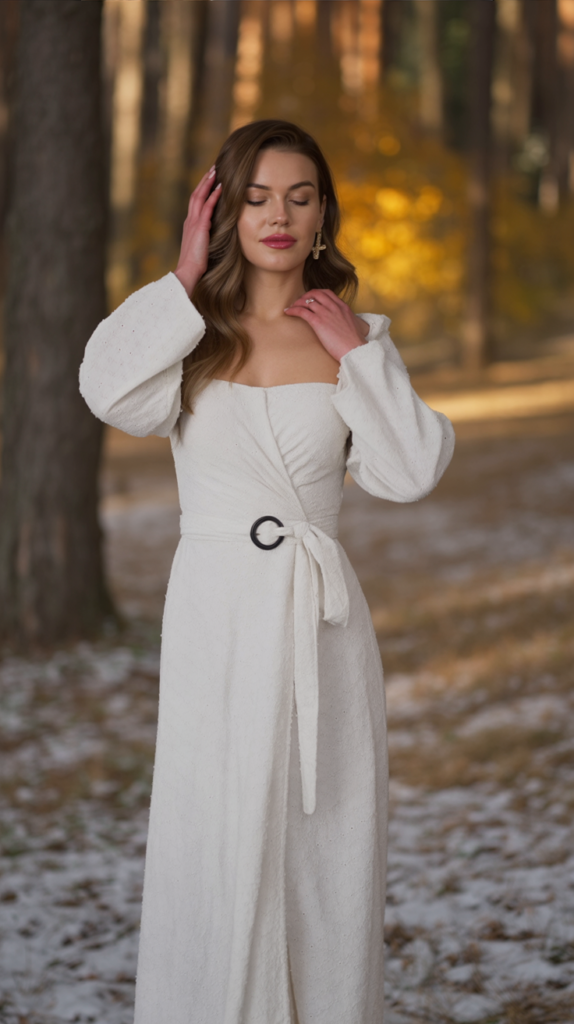 White Maxi Dress with Belted Waist