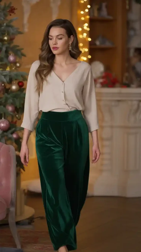 Wide-Leg Velvet Pants