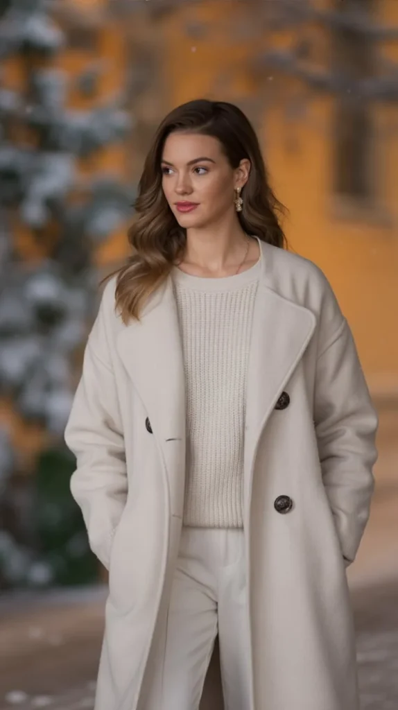 Winter White Ensemble with Wool Coat
