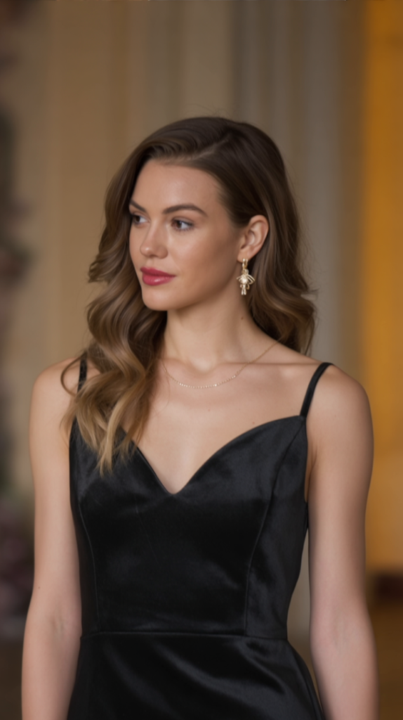 Black Knit Turtleneck Dress With Slit Sleeves