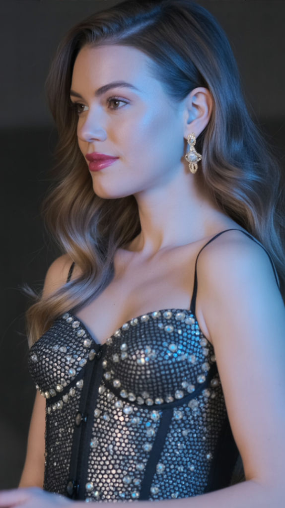 Black Rhinestone Corset for a Sleek NYE Look