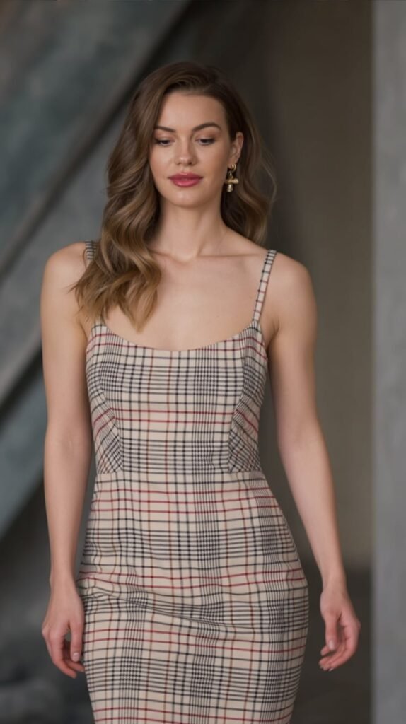 Black-and-White Check Bodycon Dress