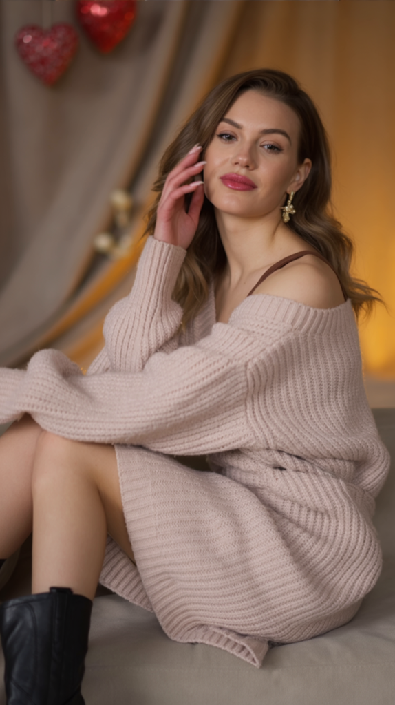 Cozy Knit Dress With Boots