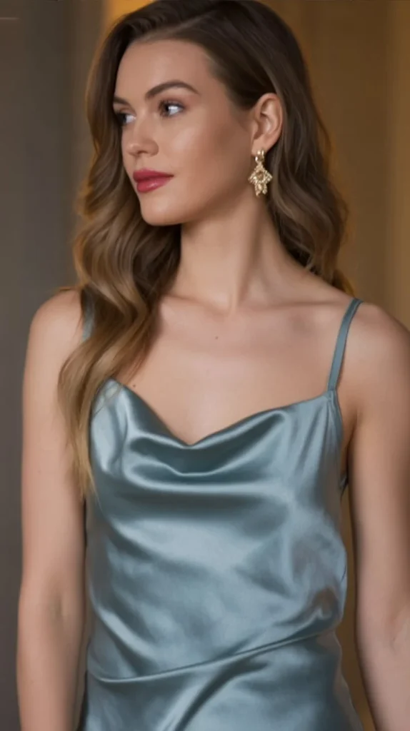 Dusty Blue Satin Slip Dress