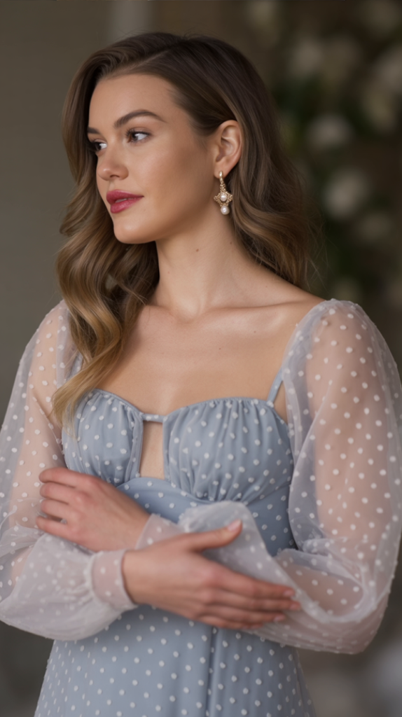 Sheer Polka Dot Sleeve Mini Dress