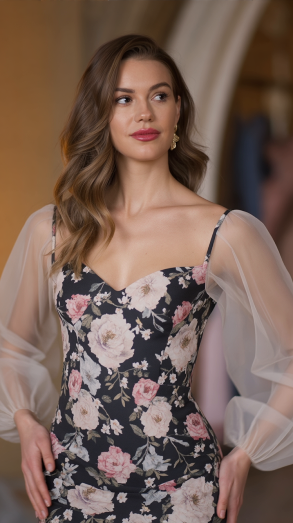 Sheer Sleeve Bodycon Dress