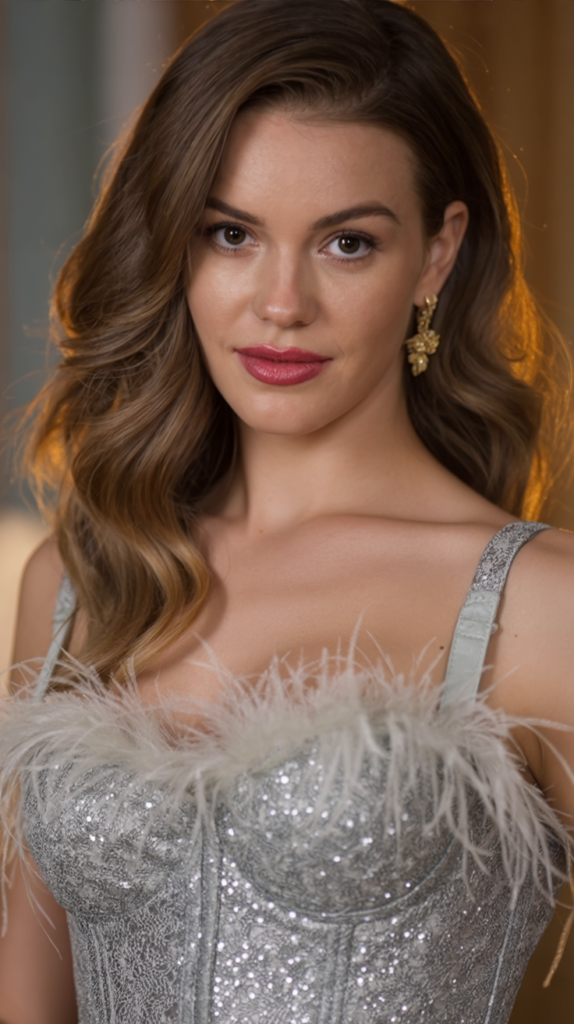 Silver Corset with Feather Trim