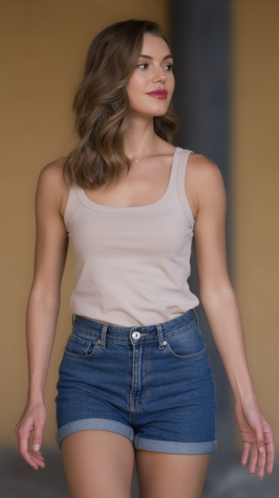 Basic Tank with Denim Shorts