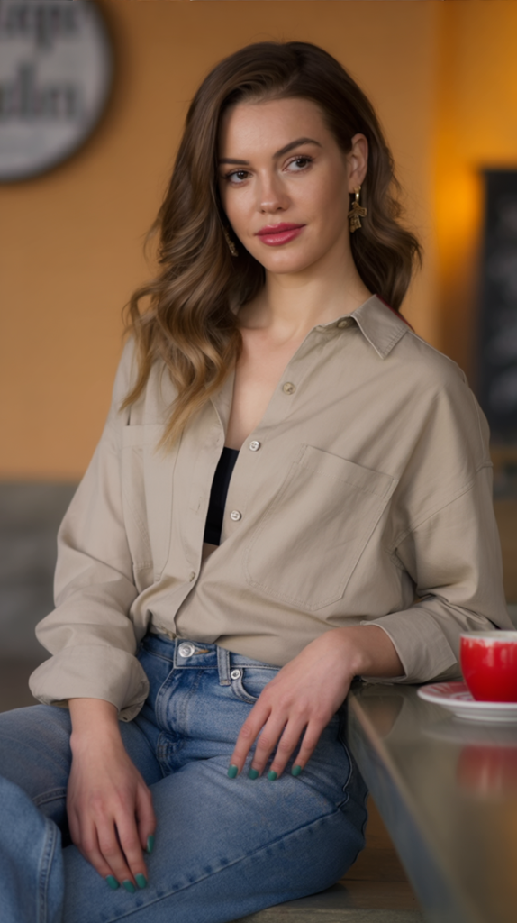 Button-Down Shirt Worn Loose with Denim