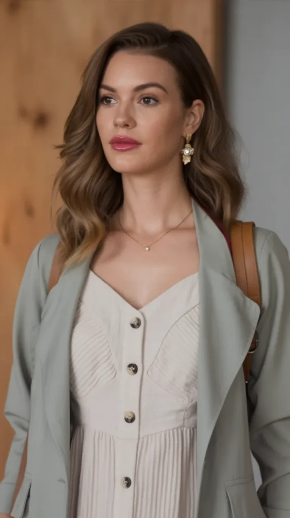 Button-Up Dress With Light Jacket