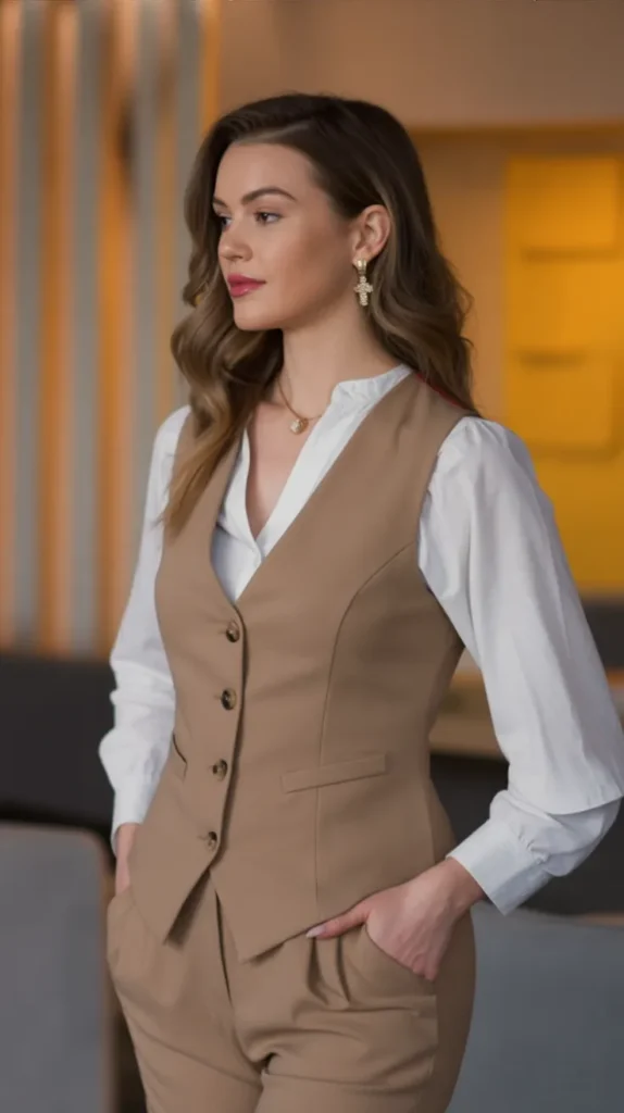 Buttoned Vest With Work Pants