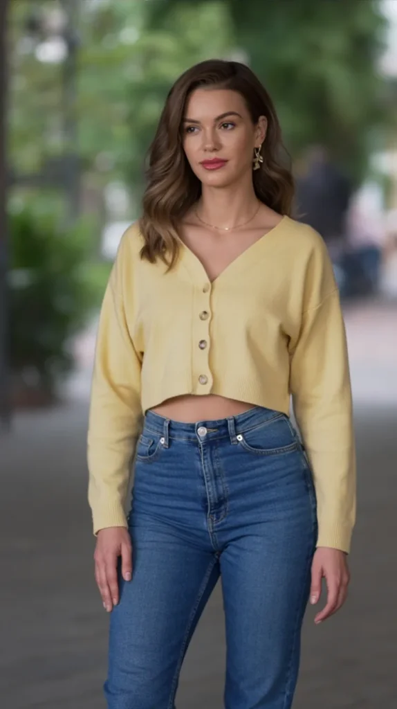 Cropped Cardigan With High-Rise Jeans