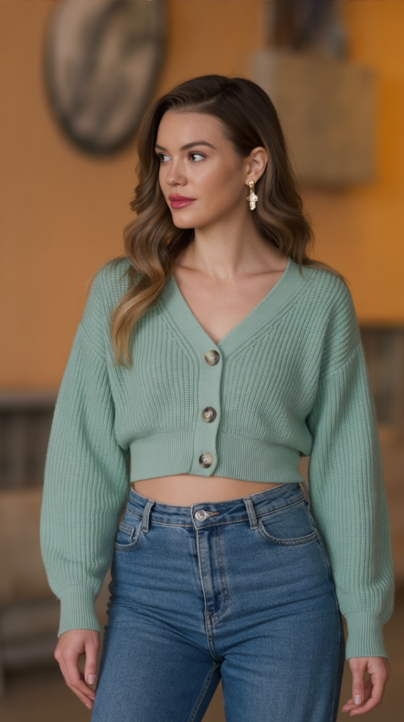 Cropped Cardigan With High-Waist Jeans